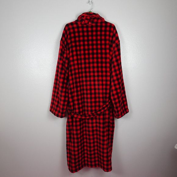 POLO RALPH LAUREN Men's Robe Sleep Fleece Plush Plaid Buffalo Red Black L/XL NWT - Picture 14 of 14